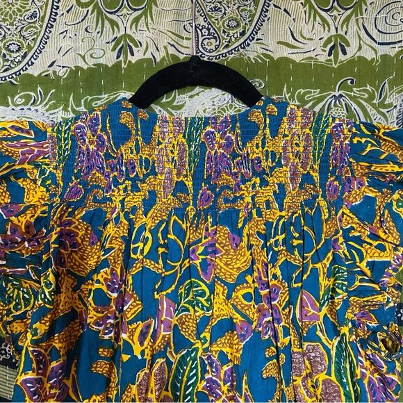 Cleobella Multicolored Chloe Indoblockprint Button Down Blouse Size Medium - Picture 11 of 14